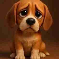 Cute Sad Dog – 3D Printable Sculpture