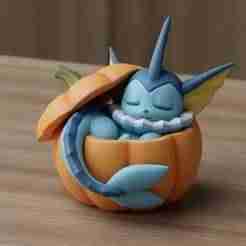 Cute Vaporeon Pumpkin STL Figurine | Pokémon 3D Print