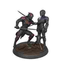 Cyber Ninja vs Futuristic Training Dummy – Sci-Fi 3D Print Model