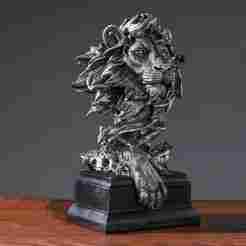 Dark & Silver Lion Figurine