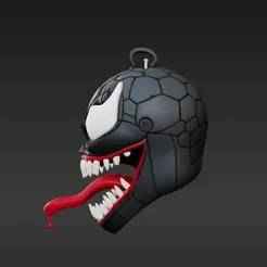 Dark Symbiotic Being Mask Charm - Expressive White Eyes & Sharp Fangs 3D Print File