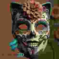 Day of the dead catrina style mask with cat ears