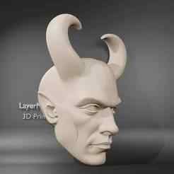 Demon Horned Mask 3D Print Model – Dark Fantasy Devil Head