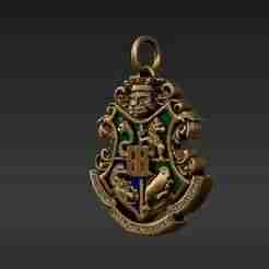 Detailed Magic School Crest Keychain - Four Houses Emblem 3D Print File