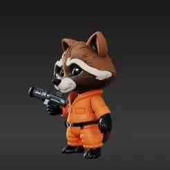 Detailed Space Mercenary Charm 3D Print Model - Orange Jumpsuit Rodent Warrior Collectible