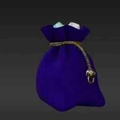 Detailed Tiny Dice Bag Pendant - Plush Purple Texture for RPG & Tabletop Enthusiasts
