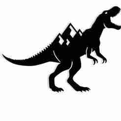dinosaur roaring with soundwaves forming mountains 2 - 2D/3D Wall Art STL+SVG For CNC Router, Plasma, Waterjet, Laser & 3D Printer
