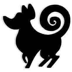 dog with a curled tail forming a spiral 3 - 2D/3D Wall Art STL+SVG For CNC Router, Plasma, Waterjet, Laser & 3D Printer