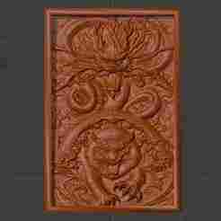 Dragon and Tiger Relief 3D Model for CNC and 3D Printing