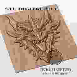 Dragon Head – Fierce Fantasy Creature – 3D STL Model for CNC Carving, Digital Download