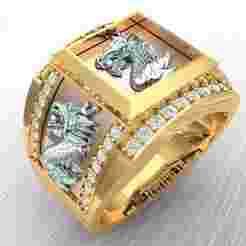 Dragon ring - Diamond ring - Mens rings - N6553