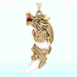 Dragon Wrapped Tiger Fang Pendant - N912420