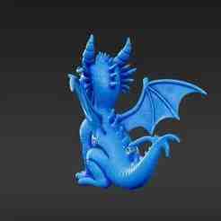 Dynamic Blue Dragon Collectible Figurine - Sleek Iridescent Wyrm Keyring STL
