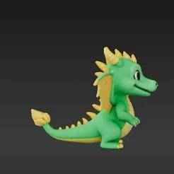 Dynamic Chibi Dragon Keychain Charm 3D Print - Emerald Scale Fantasy Creature STL File