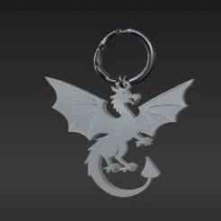 Dynamic Winged Serpent Keyring - Sophisticated Fantasy Cutout Design