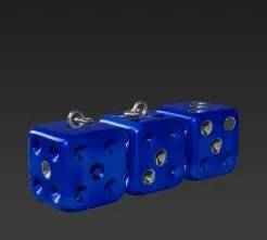 Elegant Blue D6 Dice Cluster Keychain Fob - Detailed Six-Sided Die Charm with Silver Pips