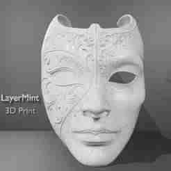 Elegant Decorative Half Face Mask | Highly Detailed 3D Print STL File