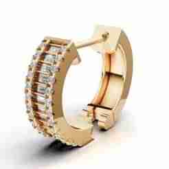 Elegant Gemstone-Set Hoop Earring | 3D CAD Jewelry Model