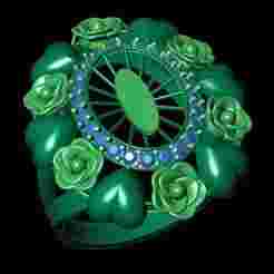 Elegant Heart Ring with Floral Accent  3D Jewelry Design