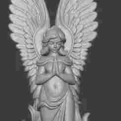 Elegant Praying Angel 3D Model | Spiritual Guardian Sculpture