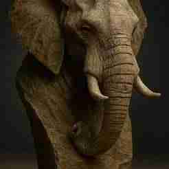 Elephant Bust – Stone Sculpted | STL File for 3D Printing
