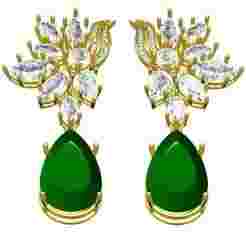 Emerald Green Pear Stone Drop Earring