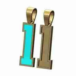 Enamel number 1 one varsity high school letterman pendant charm 3D print model