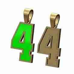 Enamel number 4 four varsity letterman pendant charm 3D print model