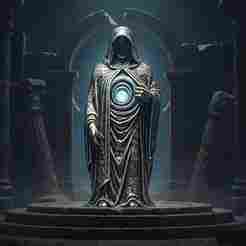Eternal Gatekeeper – Hooded Mystic Statue with Concentric Core