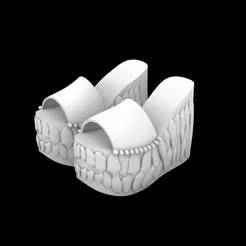 Fang teeth vampire werewolf monster platform sandal digital file, goth fashion, high heels, stl, 3d print