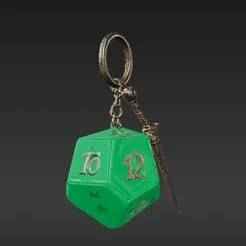 Fantasy RPG Dice & Sword Keychain Combo - Miniature D20 & Blade Charm STL