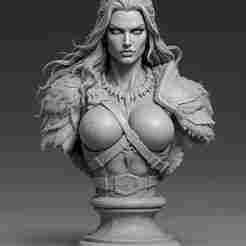 Fierce Female Barbarian Bust No Armor – 75 mm Heroic Scale