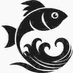 fish with waves forming its tail 1 - 2D/3D Wall Art STL+SVG For CNC Router, Plasma, Waterjet, Laser & 3D Printer