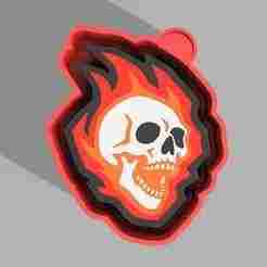 🔥💀 Flaming Skull – Freshie, Keychain, Resin & Candle Mold