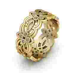 Floral Filigree Diamond Eternity Bands in Gold and Platinum 3D print model