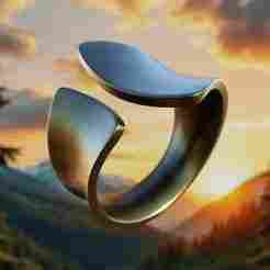 Flow Curve Ring - Minimal Futuristic Jewelry 3D Model 61
