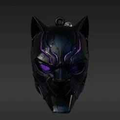 Futuristic Feline Guardian Mask Keychain - Sleek Cyberpunk Headpiece STL