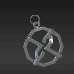 Futuristic Intertwined Geometric Keychain STL - Elegant Emblem Design for 3D Printers