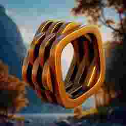 Futuristic Twisted Square Ring - Clean Quad Mesh 3D Print 56