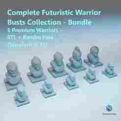 Futuristic Warriors Busts – Exclusive Collection - Complete 3D Model Bundle