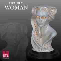 Futuristic Woman Bust STL – Modern Sculpture