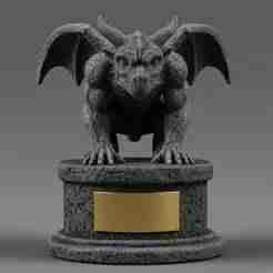 Gargoyle Trophy STL - Gothic Monster Award Base | Halloween 3D Print Statue