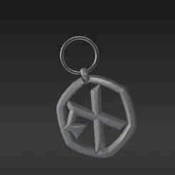 Geometric EXO Symbol Keychain 3D Model - Futuristic Intertwined Emblem STL for 3D Printing