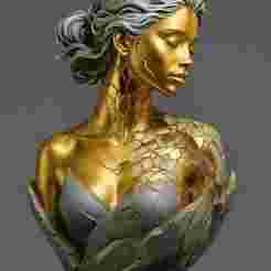 Gilded hybrid bust - Mythological woman