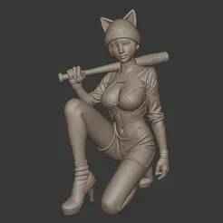 Girl with Bat 3D Model