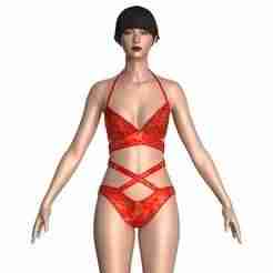 Girls Bikini With Printed  | Marvelous / Clo3d / obj / fbx
