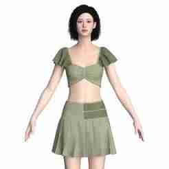 Girls Crop Top With Shorts - Outfit | Marvelous / Clo3d / obj / fbx