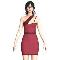 Girls Short Dress-Outfit V3 | Marvelous / Clo3d / obj / fbx