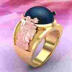 God of wealth ring - Caishen ring - Oval stone mens Rings - N1002