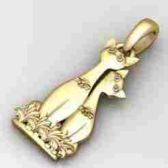 Gold Diamond Cat Pendant